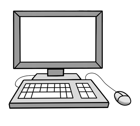 Bild zeigt einen Computer, Monitor, Tastatur und Maus.