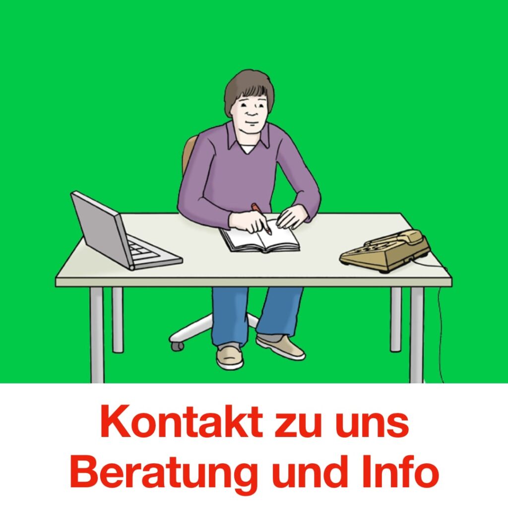Bild zeigt eine Person an einem Tisch mit Computer und Telefon.